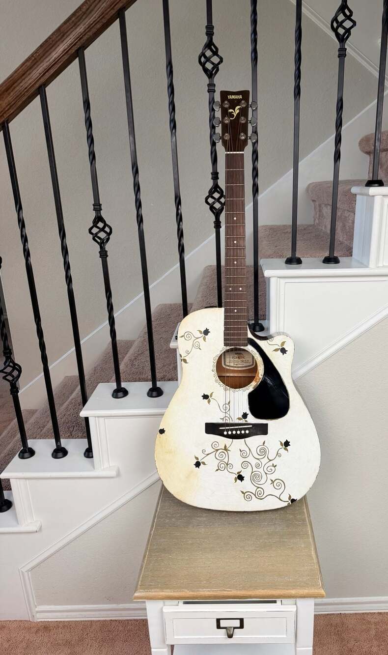 Yamaha FGX-413SC Acoustic Electric Guitar with Custom Floral Art